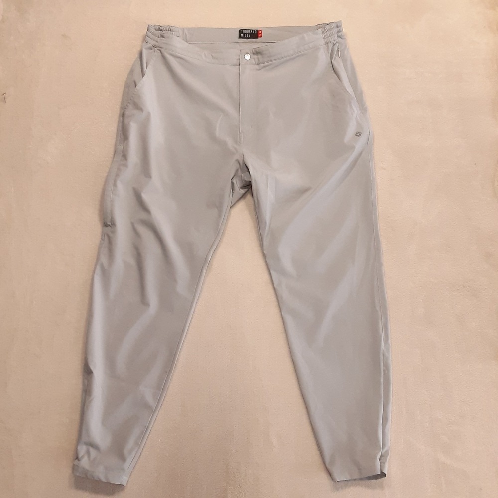 Thousand Miles Mens All Day Pants XL Silver Gray Tapered Athletic
